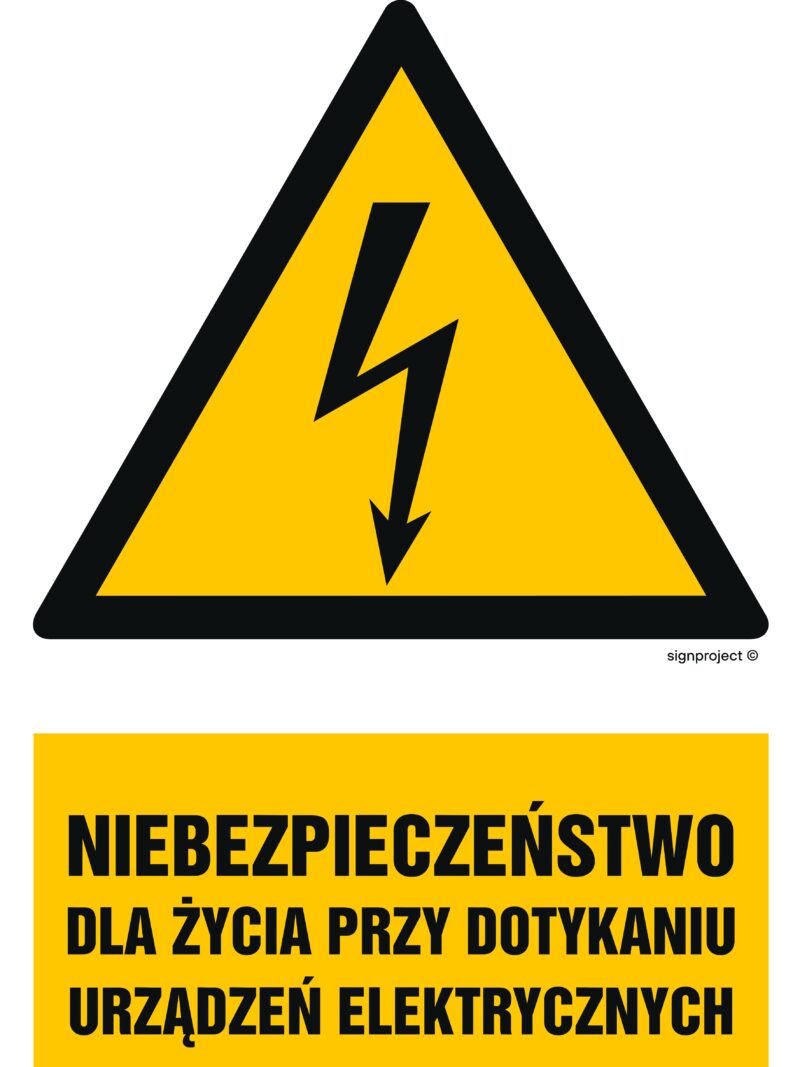 HA006 Niebezpieczeństwo dla życia przy dotykaniu urządzeń elektrycznych -  9 naklejek