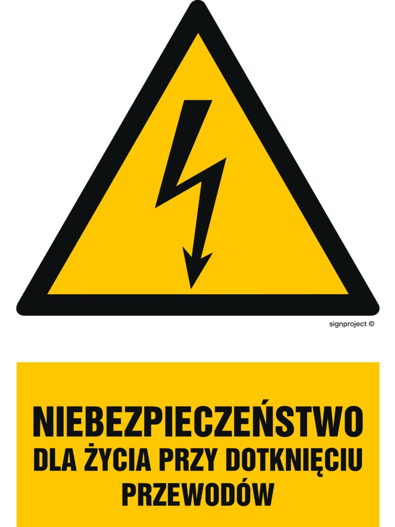 HA007 Niebezpieczeństwo dla życia przy dotknięciu przewodów -  9 naklejek
