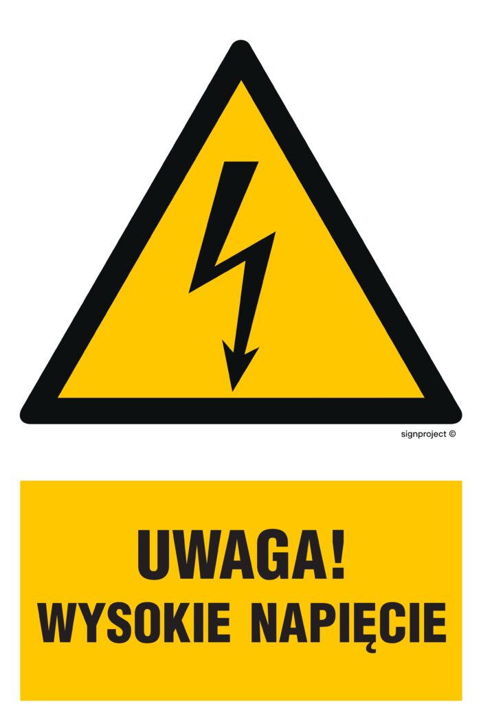HA016 Uwaga wysokie napięcie - opakowanie 10 sztuk