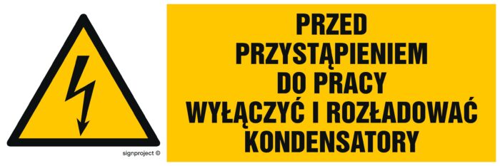 HB018 Przed przystąpieniem do pracy wyłączyć i rozładować kondensatory -  8 naklejek -  8 naklejek