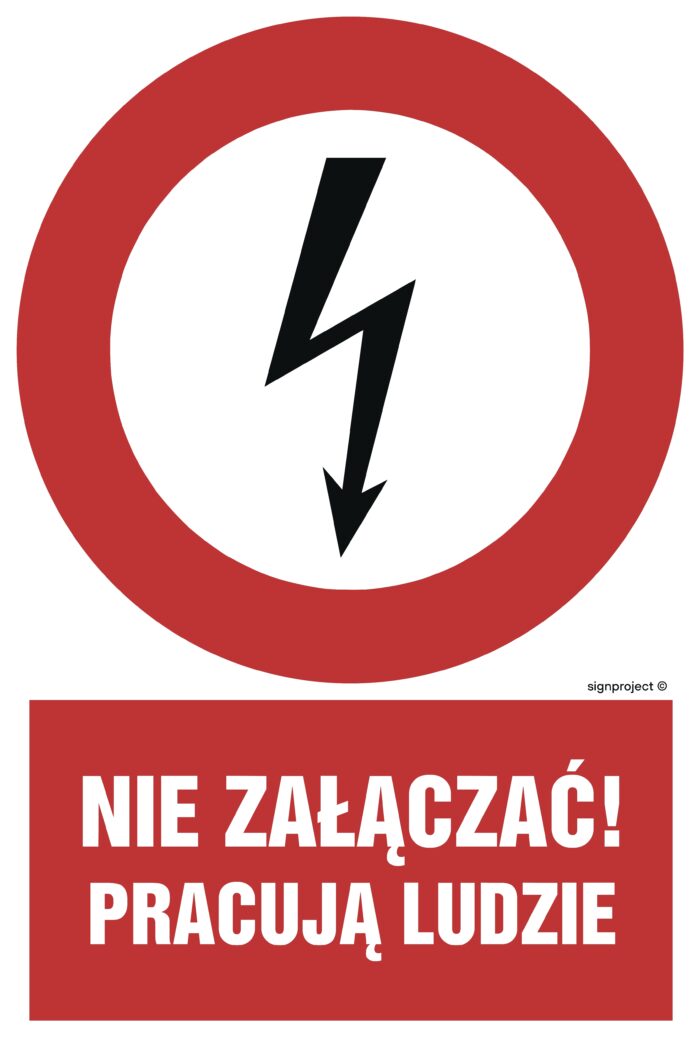 HC002 Nie załączać - pracują ludzie -  9 naklejek
