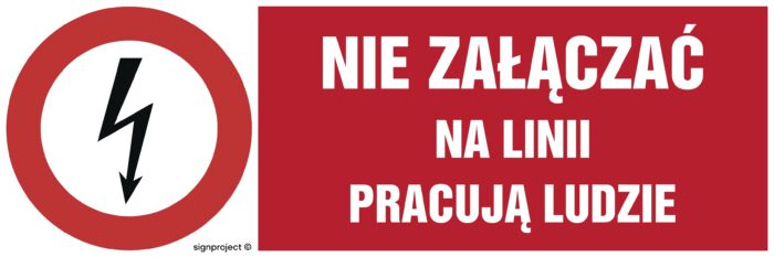 HD010 Nie załączać na linii pracują ludzie -  8 naklejek -  8 naklejek