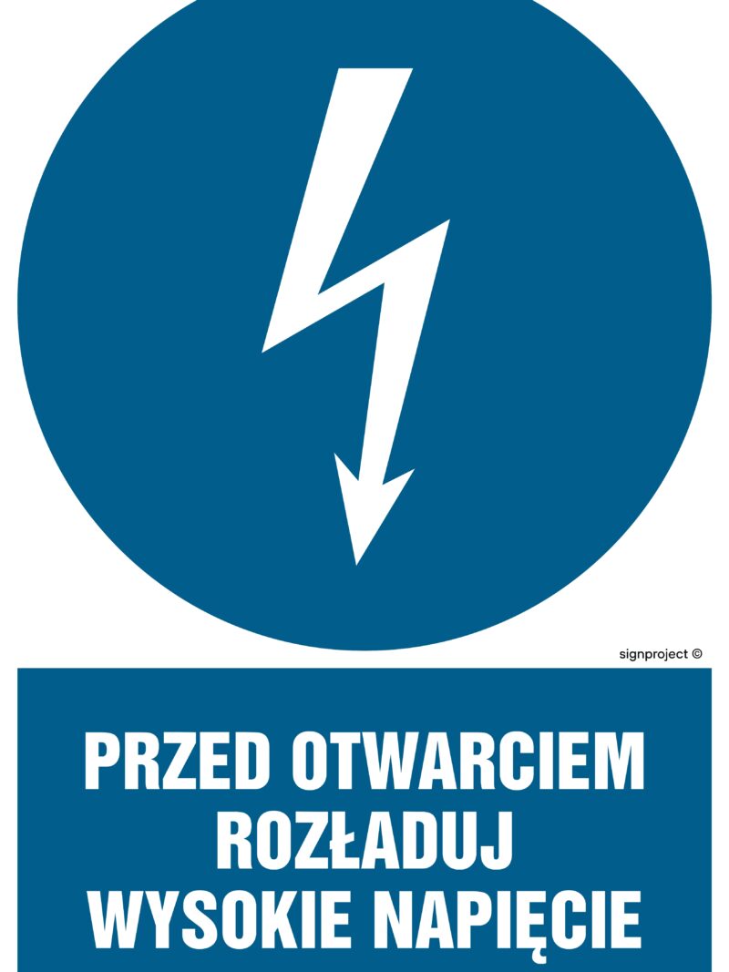 HE006 Przed otwarciem rozładuj wysokie napięcie - 9 naklejek