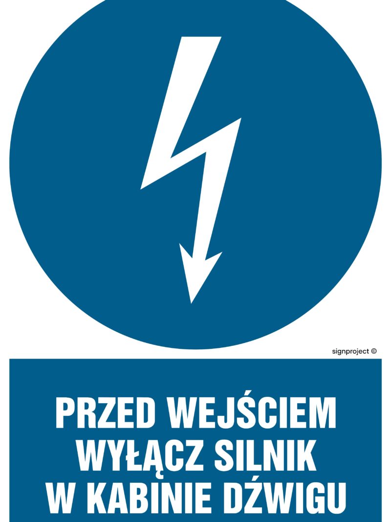 HE008 Przed wejściem wyłącz silnik w kabinie dźwigu - 9 naklejek