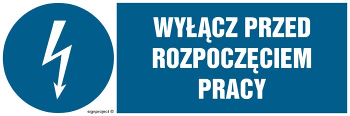 HF002 Wyłącz przed rozpoczęciem pracy -  8 naklejek -  8 naklejek