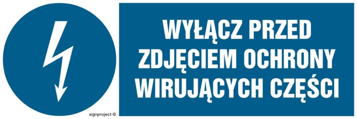 HF015 Wyłącz przed zdjęciem ochrony wirujących części -  8 naklejek -  8 naklejek