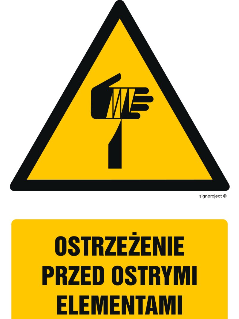 GF077 Ostrzeżenie przed ostrymi elementami -  9 naklejek