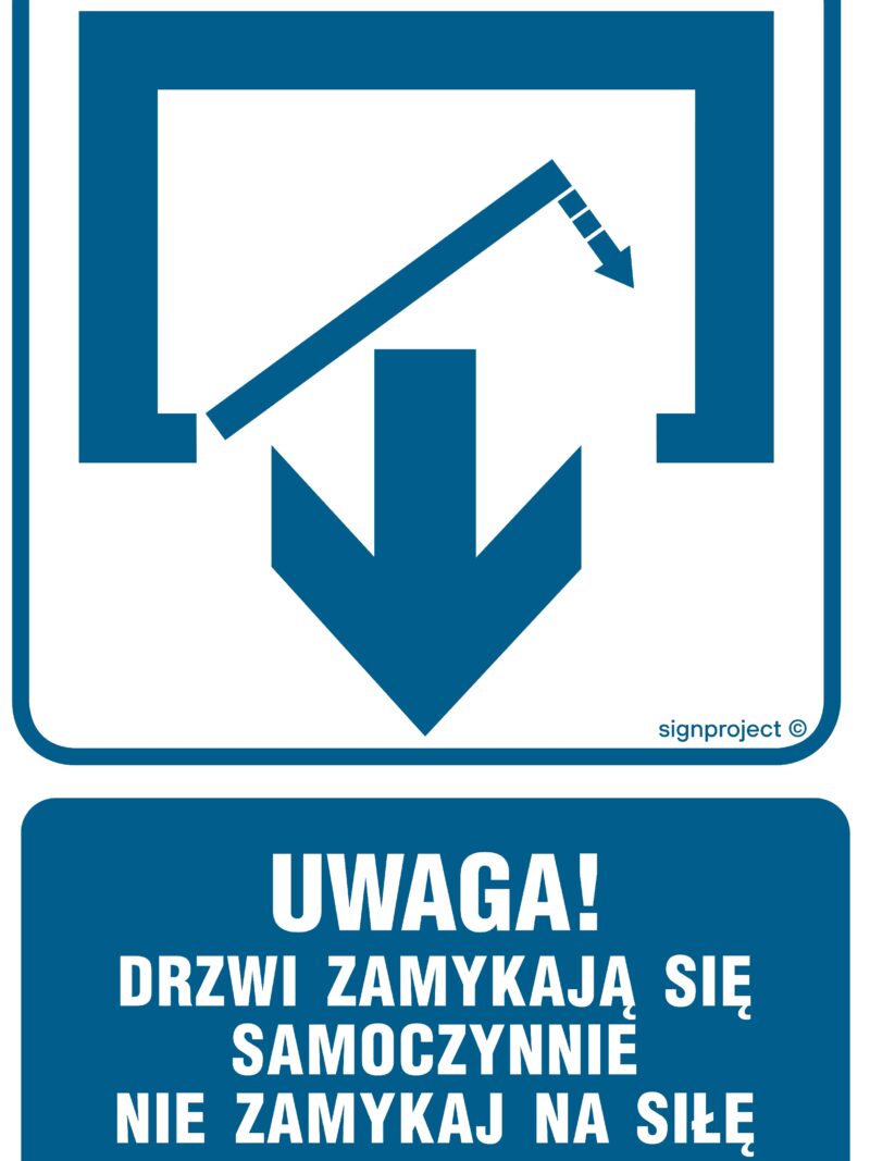 RB010 Uwaga! Drzwi zamykają się samoczynnie