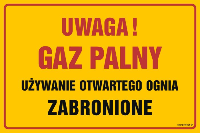 JD045 Uwaga! Gaz palny. Używanie otwartego ognia zabronione