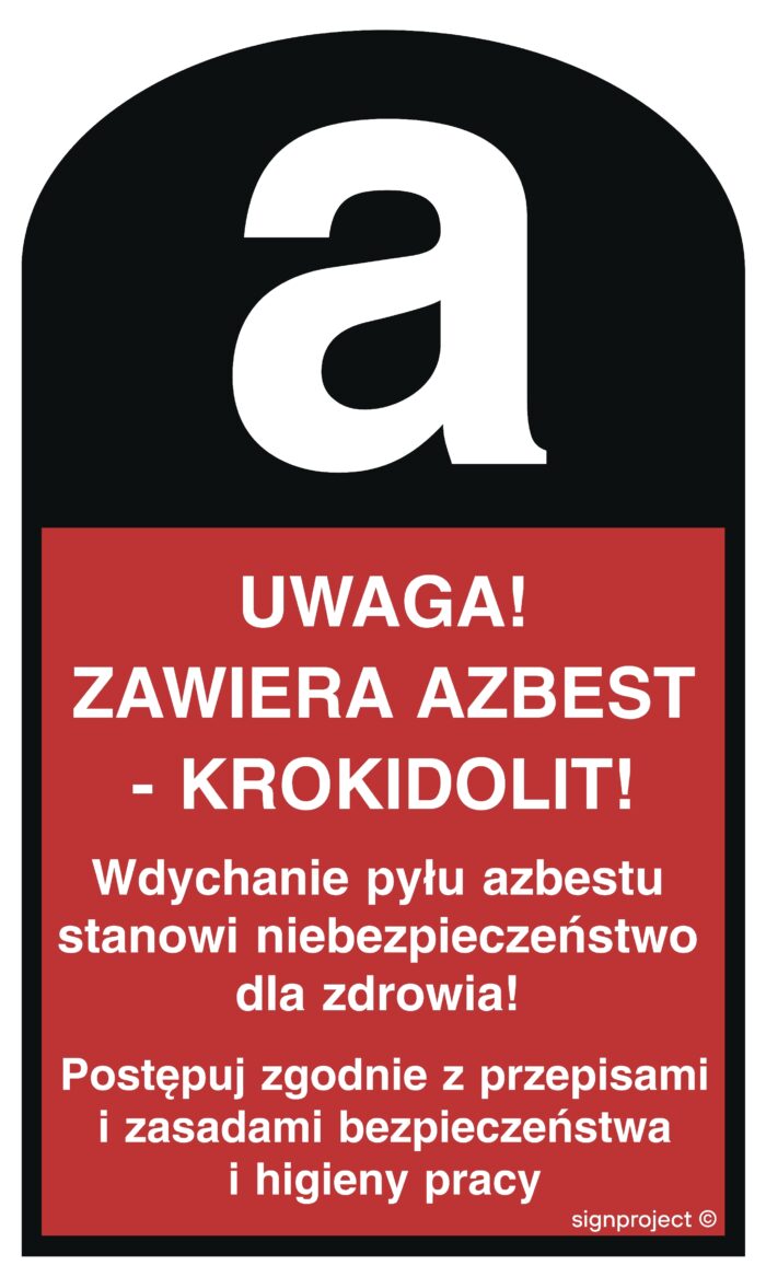 LC001 Uwaga! Zawiera azbest - krokidolit -  6 naklejek