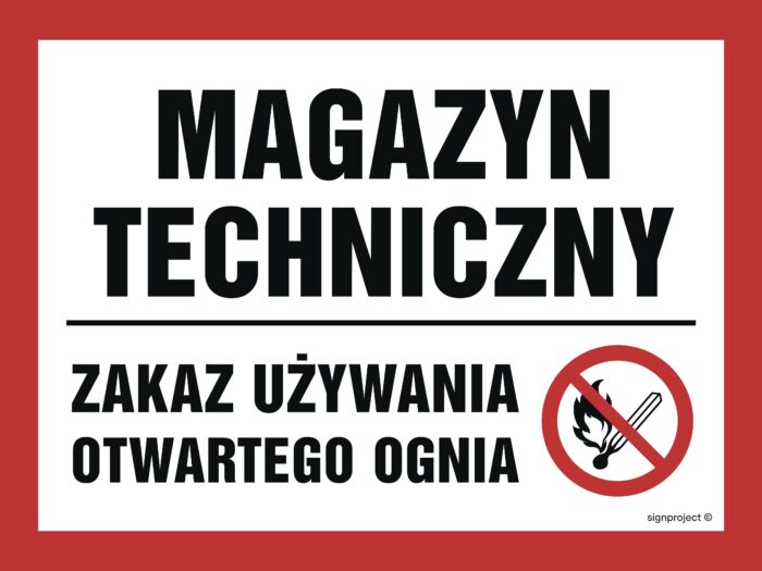NB014 Magazyn techniczny. Zakaz używania otwartego ognia