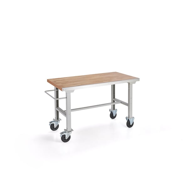 Mobilny stół roboczy SOLID, 1500x800 mm, parkiet dębowy