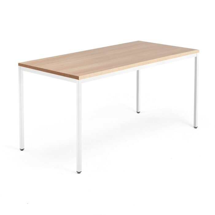 Biurko QBUS, rama 4 nogi, 1600x800 mm, biały, dąb