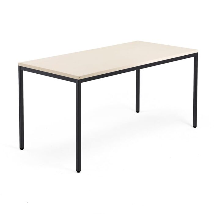 Biurko QBUS, rama 4 nogi, 1600x800 mm, czarny, brzoza