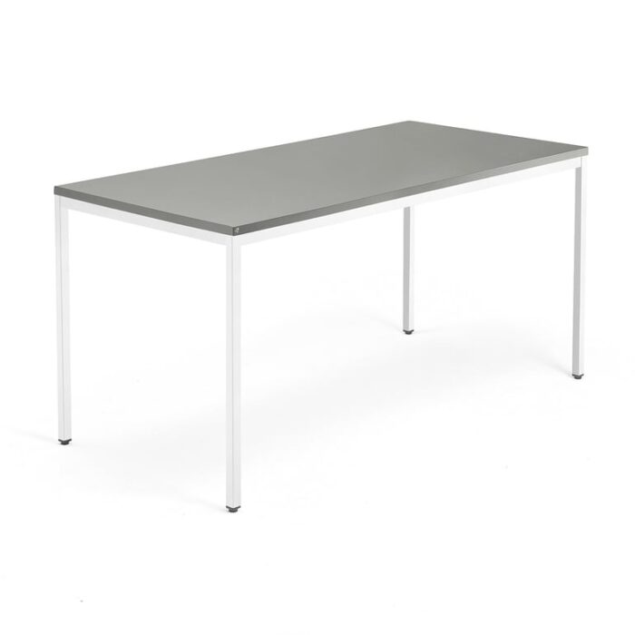 Biurko QBUS, 4 nogi, 1600x800 mm, biała rama, jasnoszary