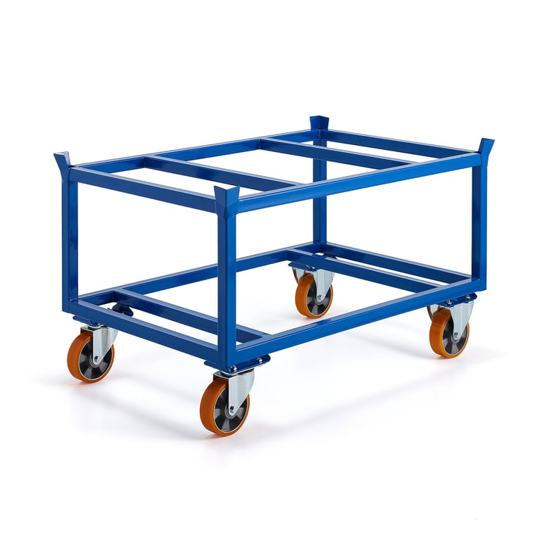 Bezpieczny wózek paletowy FRAME, 500 kg, koła PU Ø160 mm, 1200x800x755 mm