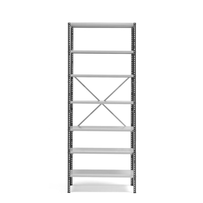 Regał POWER, moduł podstawowy, 2500x1010x500 mm, ciemnoszary