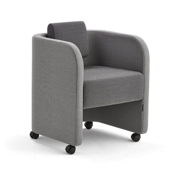 Fotel COMFY, na kółkach, wełna, jasnoszary/ciemnoszary