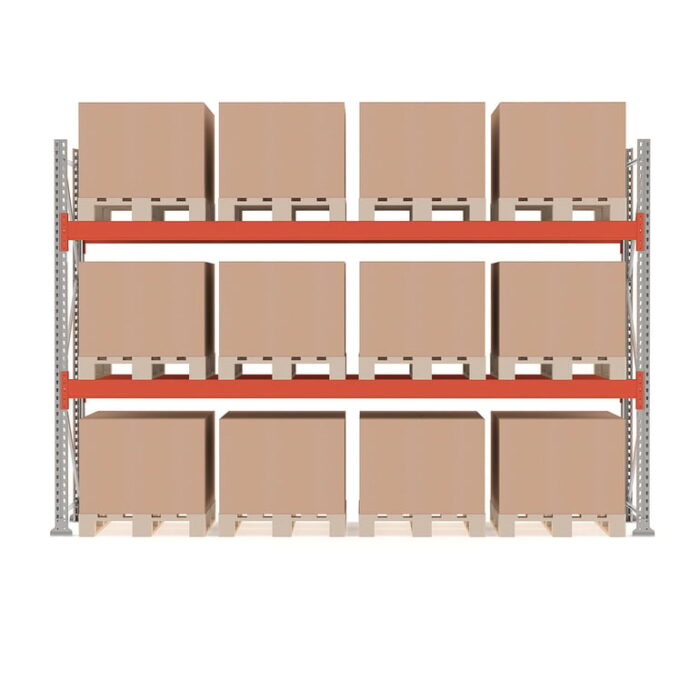 Regał paletowy ULTIMATE, moduł podstawowy, 2500x3600x1100 mm, 12 palet, 500kg/paleta