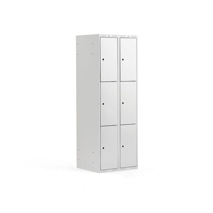 Szafa schowkowa CLASSIC, 3 schowki w pionie, 2 moduły, 1740x600x550 mm, szary