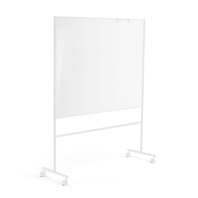 Mobilna tablica suchościeralna EMMA, dwustronna, 1500x1200 mm, rama biały
