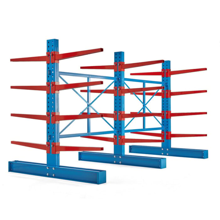 Regał wspornikowy EXPAND, 3 filary podwójne, 24 ramiona 1000 mm, 12000 kg
