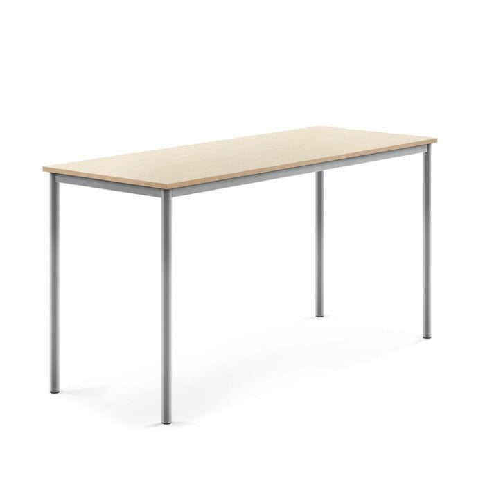 Stół SONITUS, 1800x700x900 mm, laminat HPL brzoza, szary aluminium