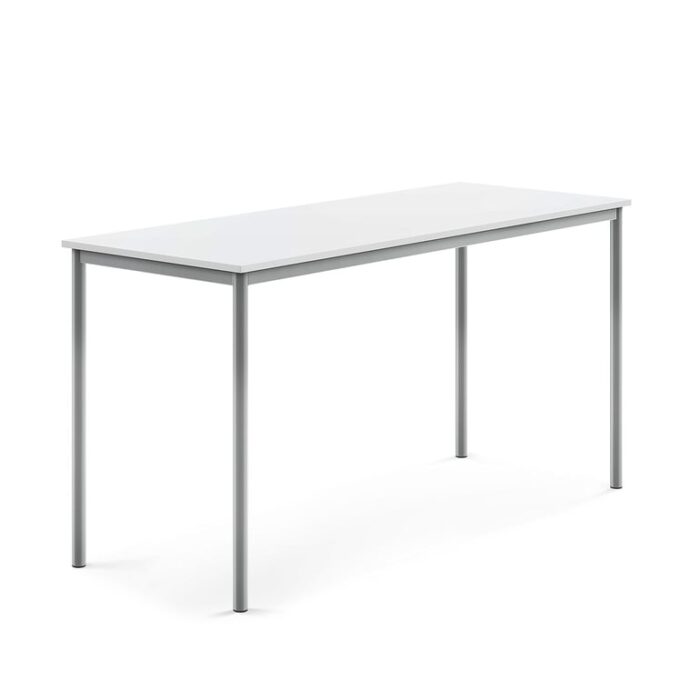 Stół SONITUS, 1800x700x900 mm, laminat HPL biały, szary aluminium