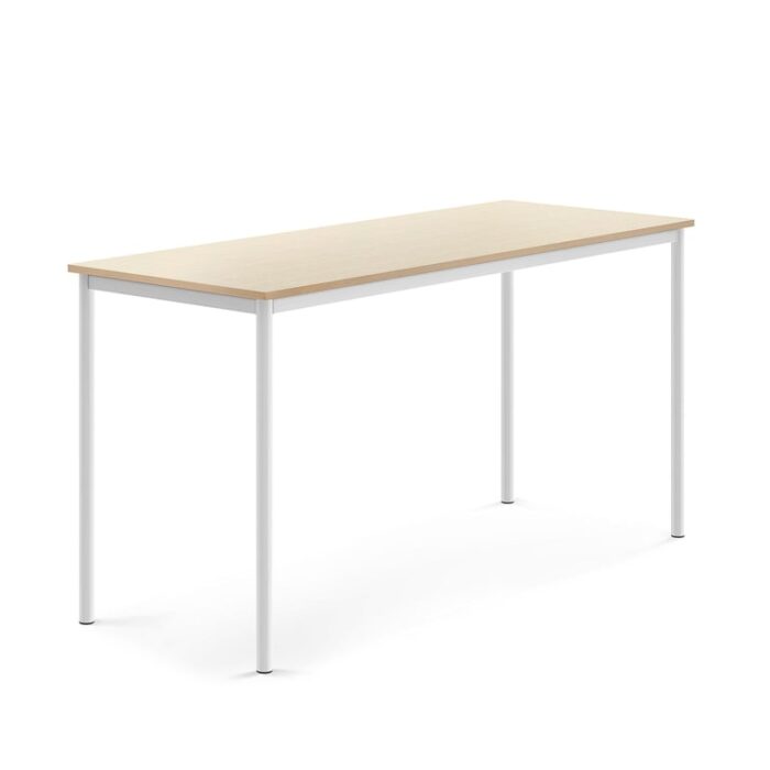 Stół SONITUS, 1800x700x900 mm, laminat HPL brzoza, biały