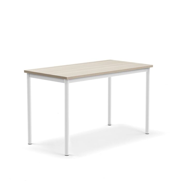 Stół SONITUS PLUS, 1200x600x720 mm, laminat HPL jesion, redukcja hałasu, biały