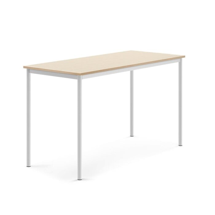 Stół SONITUS, 1600x700x900 mm, laminat HPL brzoza, biały