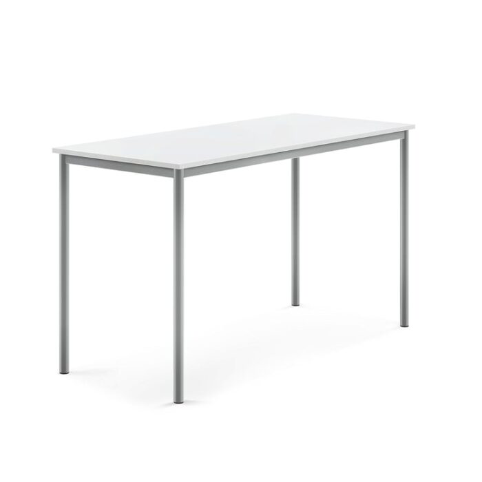Stół SONITUS, 1600x700x900 mm, laminat HPL biały, szary aluminium