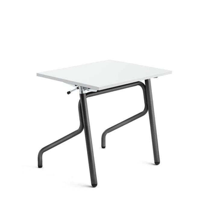 Ławka szkolna z regulacją wysokości ADJUST, 700x600 mm, HPL z redukcją hałasu, biały, antracyt