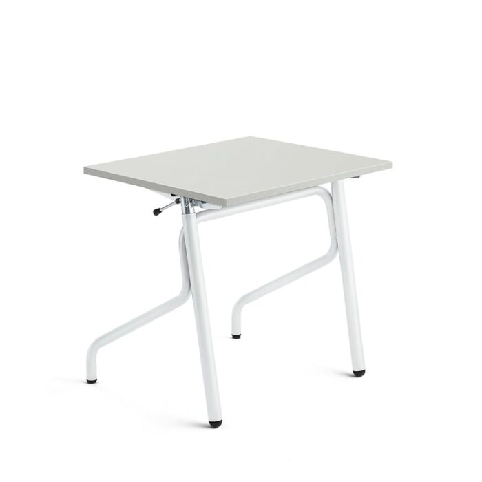 Ławka szkolna z regulacją wysokości ADJUST, 700x600 mm, HPL z redukcją hałasu, szary, biały