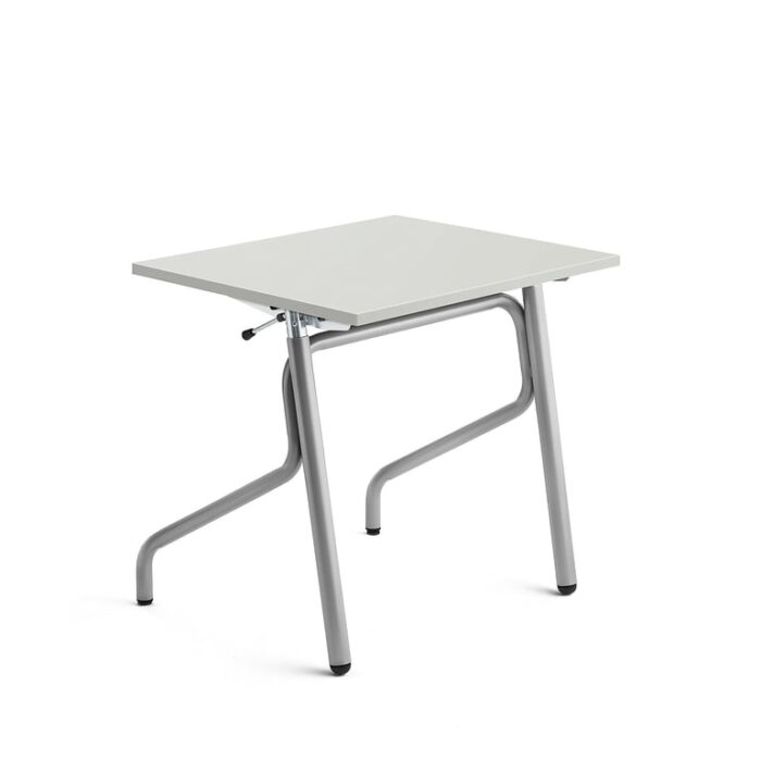 Ławka szkolna z regulacją wysokości ADJUST, 700x600 mm, HPL z redukcją hałasu, szary, srebrny