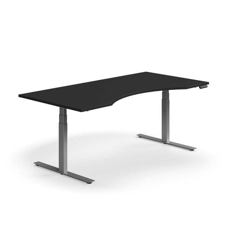 Biurko do pracy na stojąco QBUS, ergonomiczne, 2000x1000 mm, srebrny, czarny