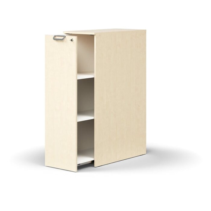 Zamykana szafka boczna QBUS, lewa z uchwytem, 1250x400x800 mm, brzoza