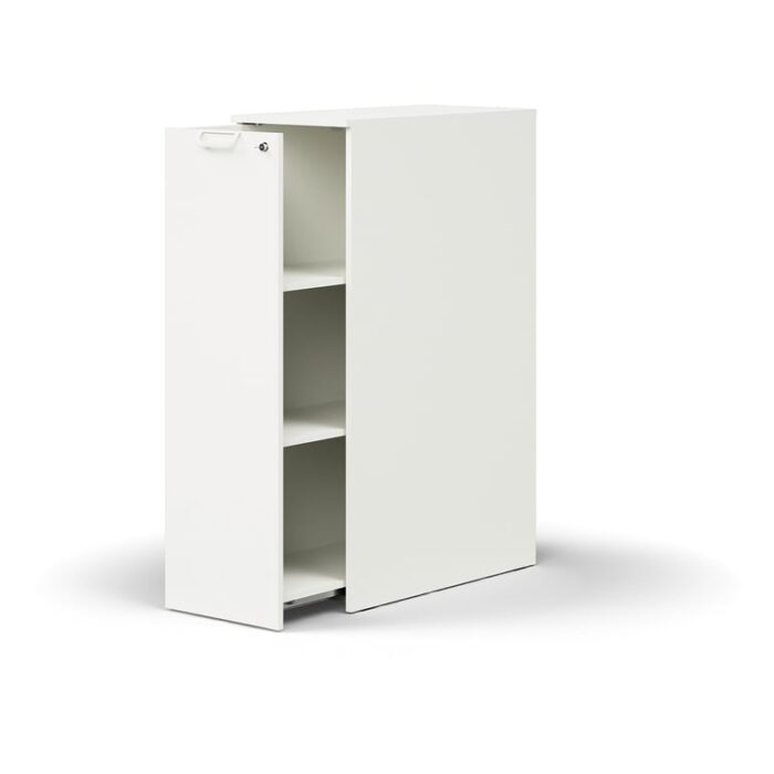 Zamykana szafka boczna QBUS, lewa z uchwytem, 1250x400x800 mm, biały