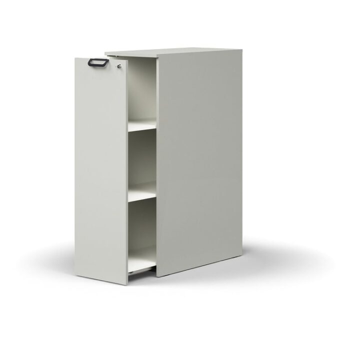 Zamykana szafka boczna QBUS, lewa z uchwytem, 1250x400x800 mm, jasnoszary