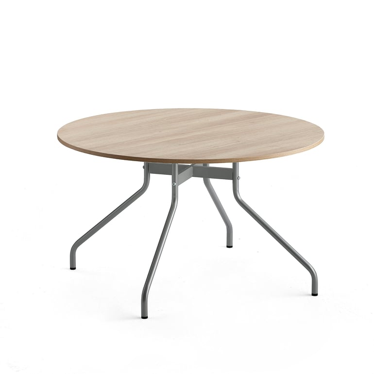 Stół AROUND, Ø1200 mm, dąb laminat, szary aluminium