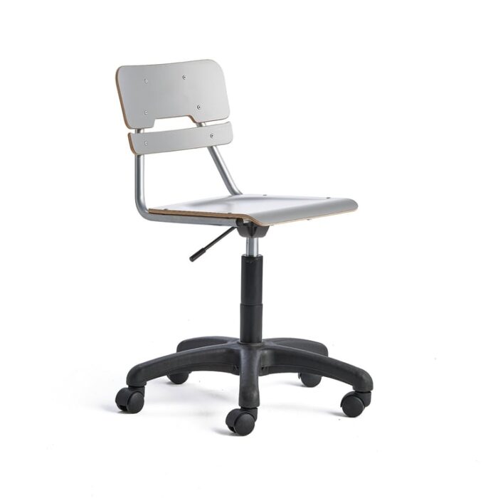 Krzesło z regulacją wysokości LEGERE, mniejsze siedzisko, na kołach, W 430-550 mm, szary