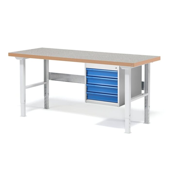 Zestaw ze stołem roboczym SOLID, 4 szuflady, obciążenie 750 kg, 1500x800 mm, winyl