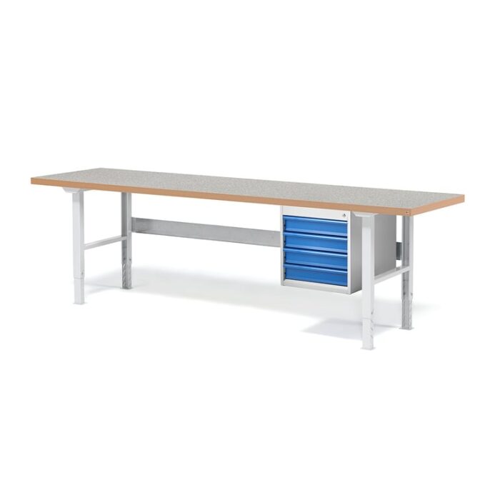 Stół roboczy z wyposażeniem SOLID, 4 szuflady, nośność 750 kg, 2500x800 mm, winyl