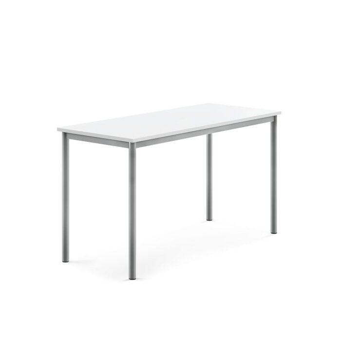 Stół BORÅS, 1400x600x760 mm, biały laminat, szary aluminium