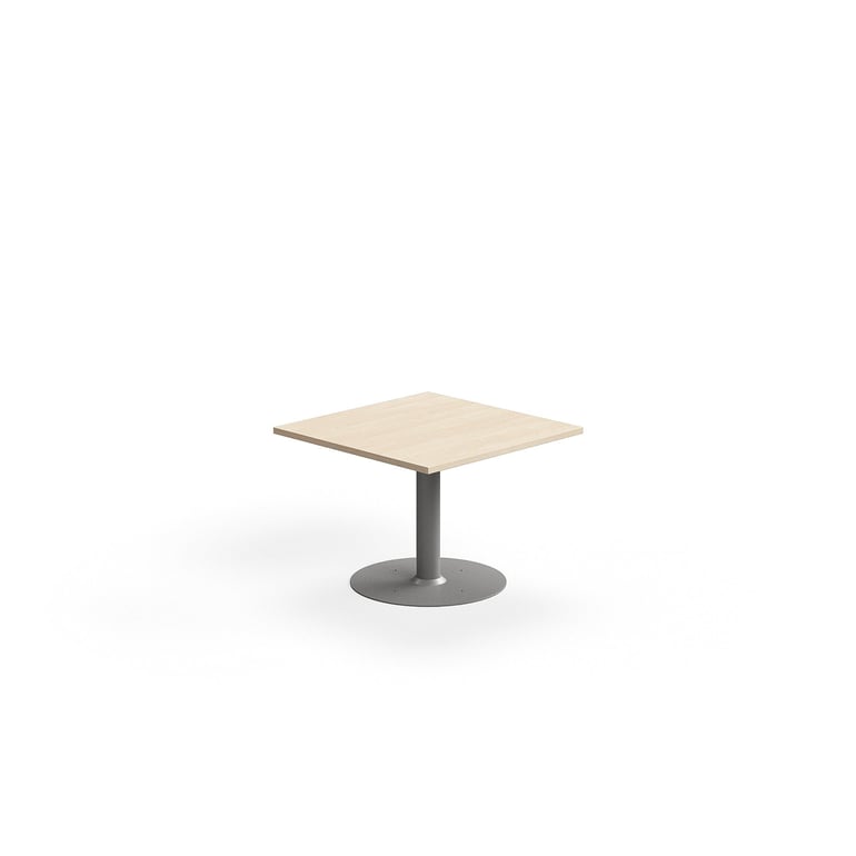 Stolik kawowy ALVA, 700x700x500 mm, montaż do podłogi, laminat wysokociśnieniowy, srebrny/brzoza