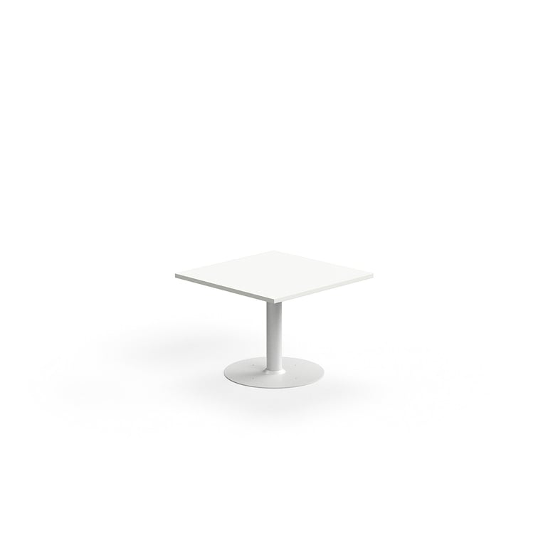 Stolik kawowy ALVA, 700x700x500 mm, montaż do podłogi, laminat wysokociśnieniowy, biały