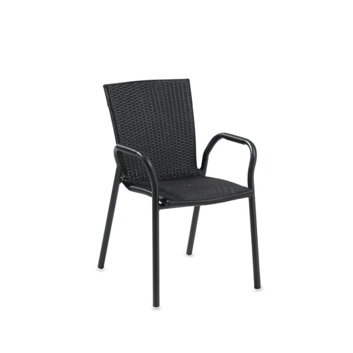 Krzesło do kawiarni VIENNA, rattan, aluminium, czarny