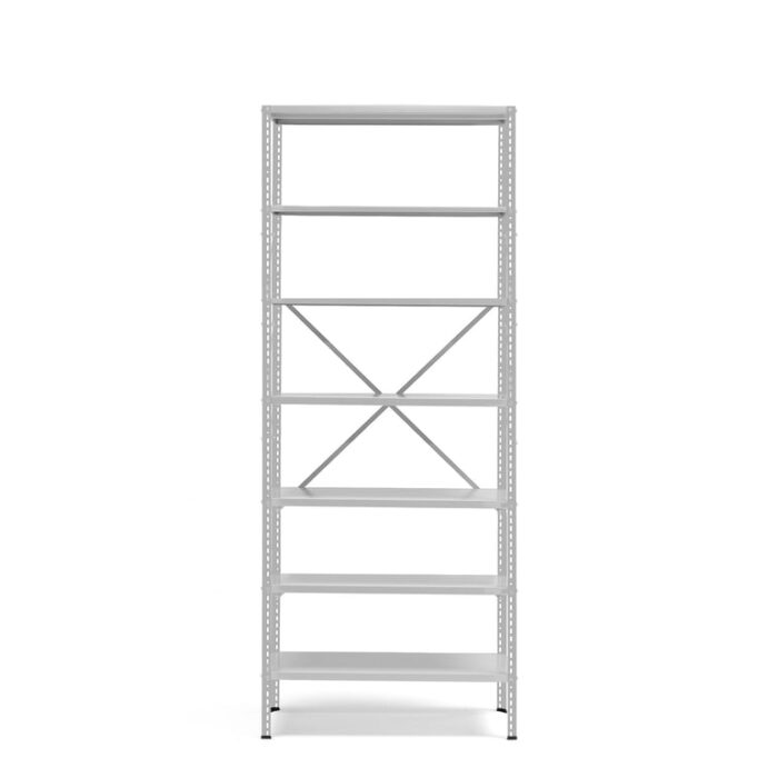 Regał POWER, moduł podstawowy, 2500x1010x400 mm, szary