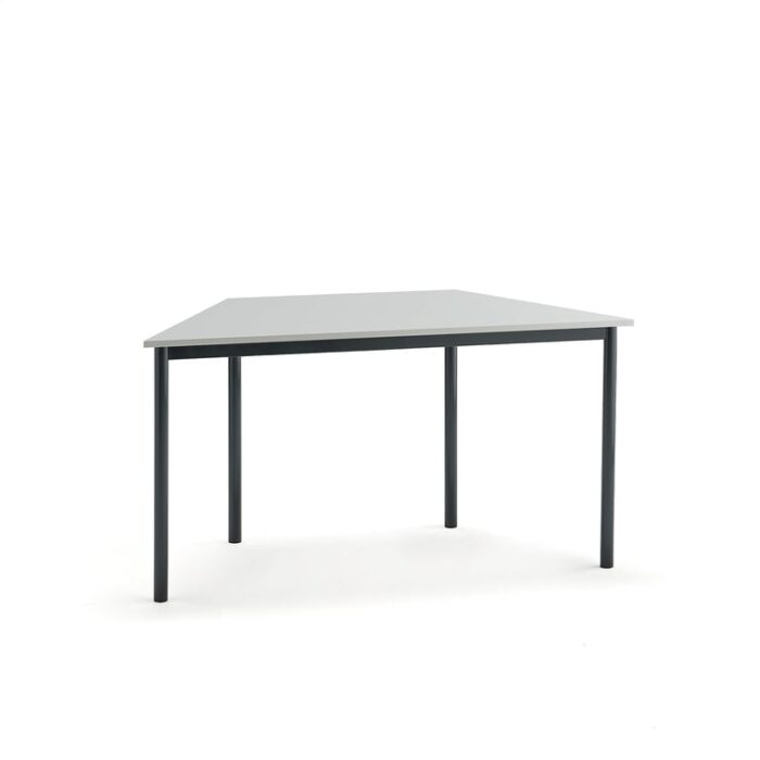 Biurko BORÅS TRAPETS, 1400x700x720 mm, biały laminat, antracyt