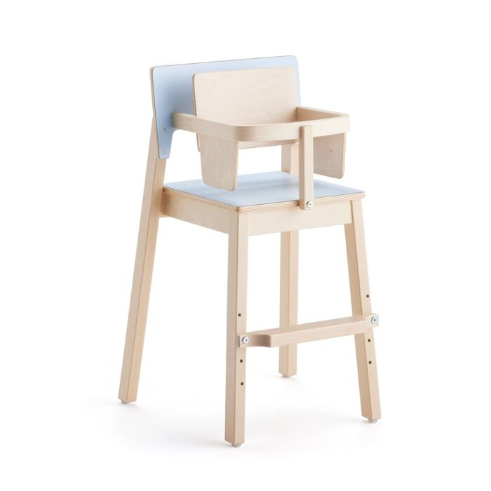 #en Chair Love 50 birch. Seatheight 50 cm. Seat and backrest blue laminate.